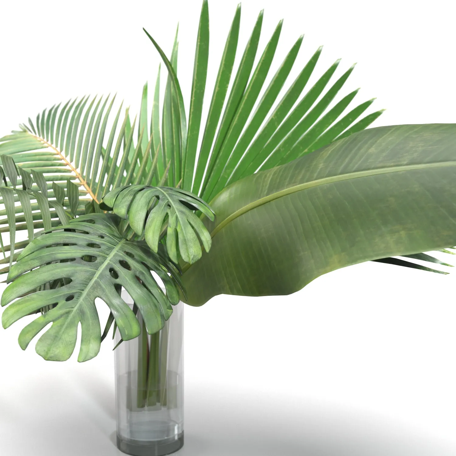 Artificial Faux And Plam Leaf In Vase PBR 3D Model_05